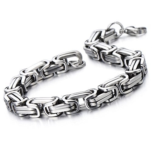COOLSTEELANDBEYOND Masculine Style Stainless Steel Braid Link Bracelet for Men Silver Color Polished - Image 1