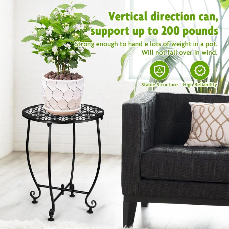 DARCKLE 2 Pack 14 Inch Outdoor Side Table for Small Spaces, Patio Side Table,Plant Stand,Round Metal End Table for Patio,Yard Porch Balcony Garden - Image 3