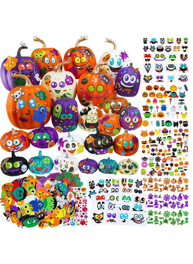 وينلين 48 مجموعة من ملصقات تزيين اليقطين في الهالوين ومجموعات الحرف اليدوية ووجوه مضحكة وفوانيس جاك اللامعة وفنون الهالوين والحرف اليدوية للأطفال وأنشطة الفصول الدراسية ومشاريع فنية وهدايا الحفلات - Image 1