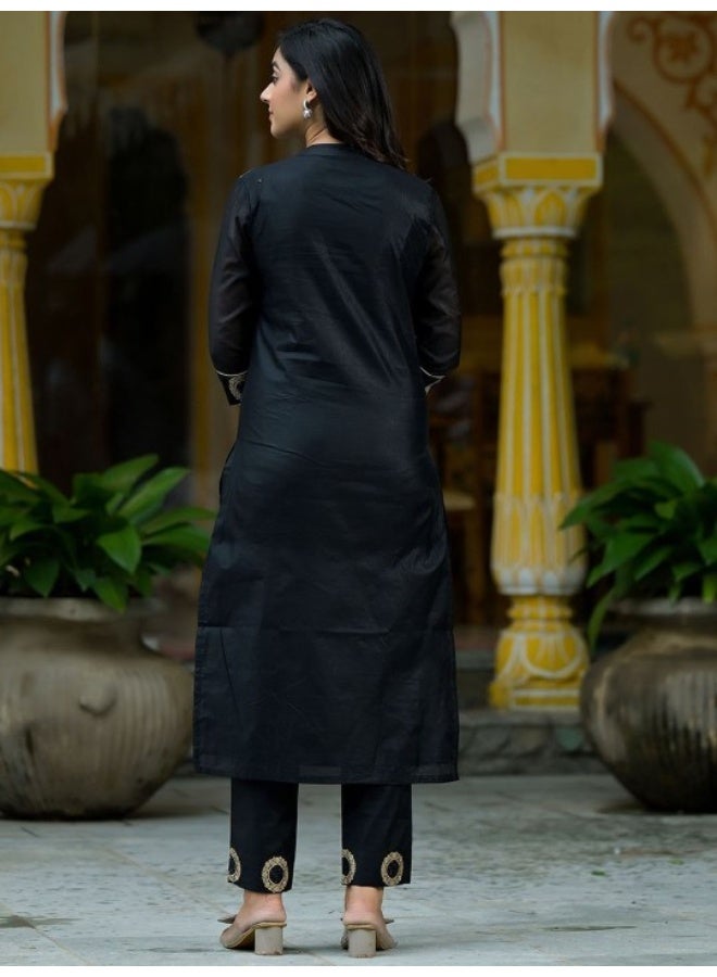 AKS Black Zari jacquard Kurta Set - Image 4