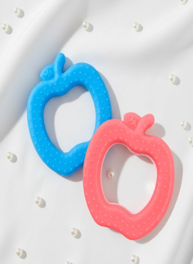 MamaLaps Soft Silicone Baby Teether, Silicone BPA Free Teethers for Newborn Infant, Teething Toy for Babies with Textured Surface for Soothing Gums (Pack of 2, Apple) - Image 1