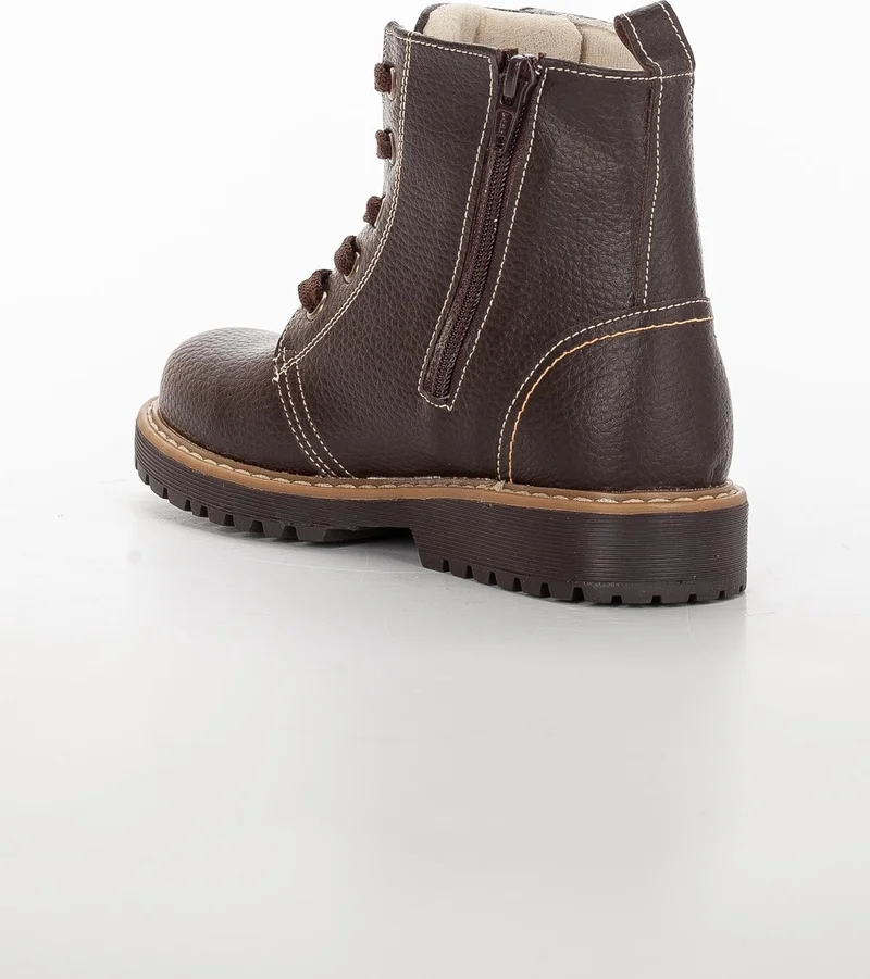 Dilimler Ayakkabı ŞirinYoung Orthopedic Zippered Leather Brown Boy Boots
