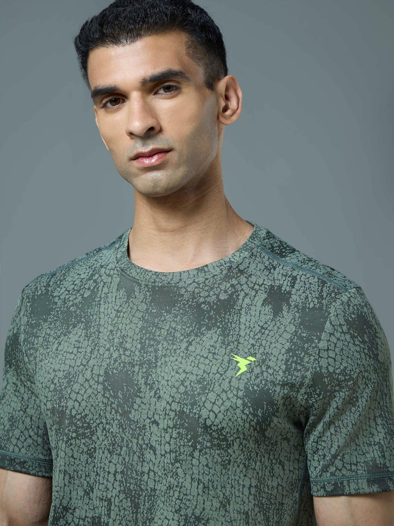TECHNOSPORT Men's Slim Fit Half Sleeve T-Shirt for Running, Gym & Sports - (MTOR60TGM_Trekking Green_L) - Image 3