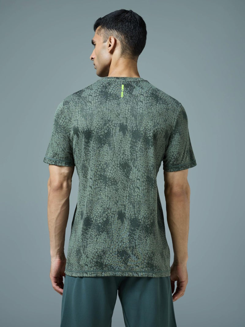 TECHNOSPORT Men's Slim Fit Half Sleeve T-Shirt for Running, Gym & Sports - (MTOR60TGM_Trekking Green_L) - Image 2