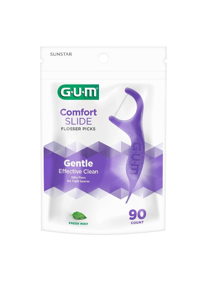 Gum Gum Comfort Slide Flossers For Tight SpacesFresh MintDental Floss Picks90 Count - Image 2