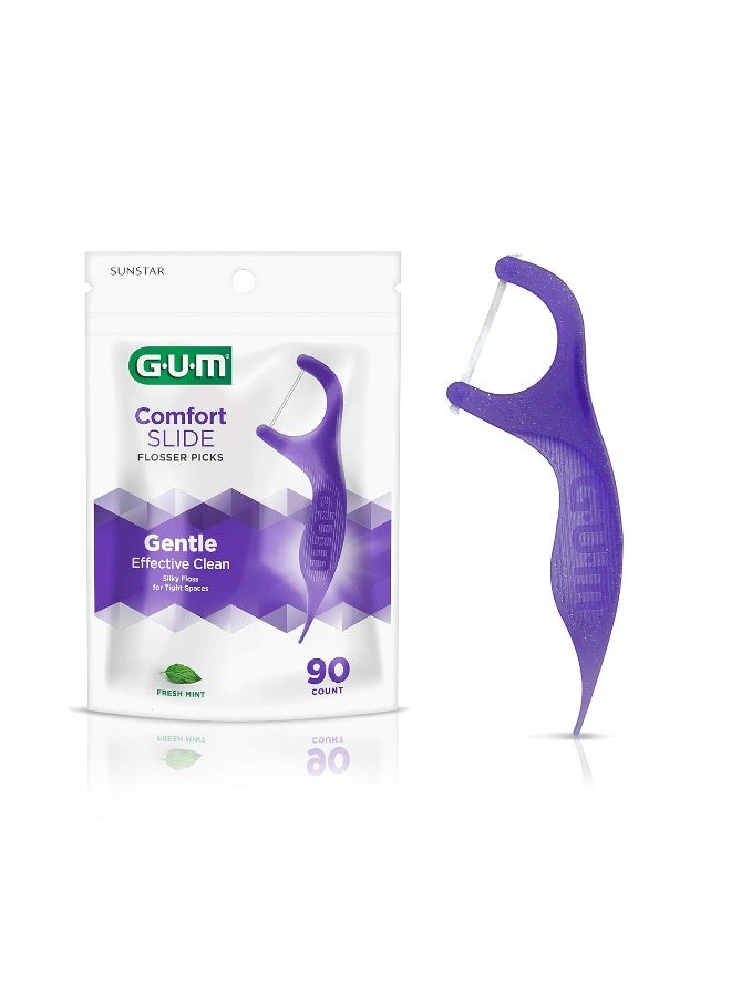 Gum Gum Comfort Slide Flossers For Tight SpacesFresh MintDental Floss Picks90 Count - Image 1
