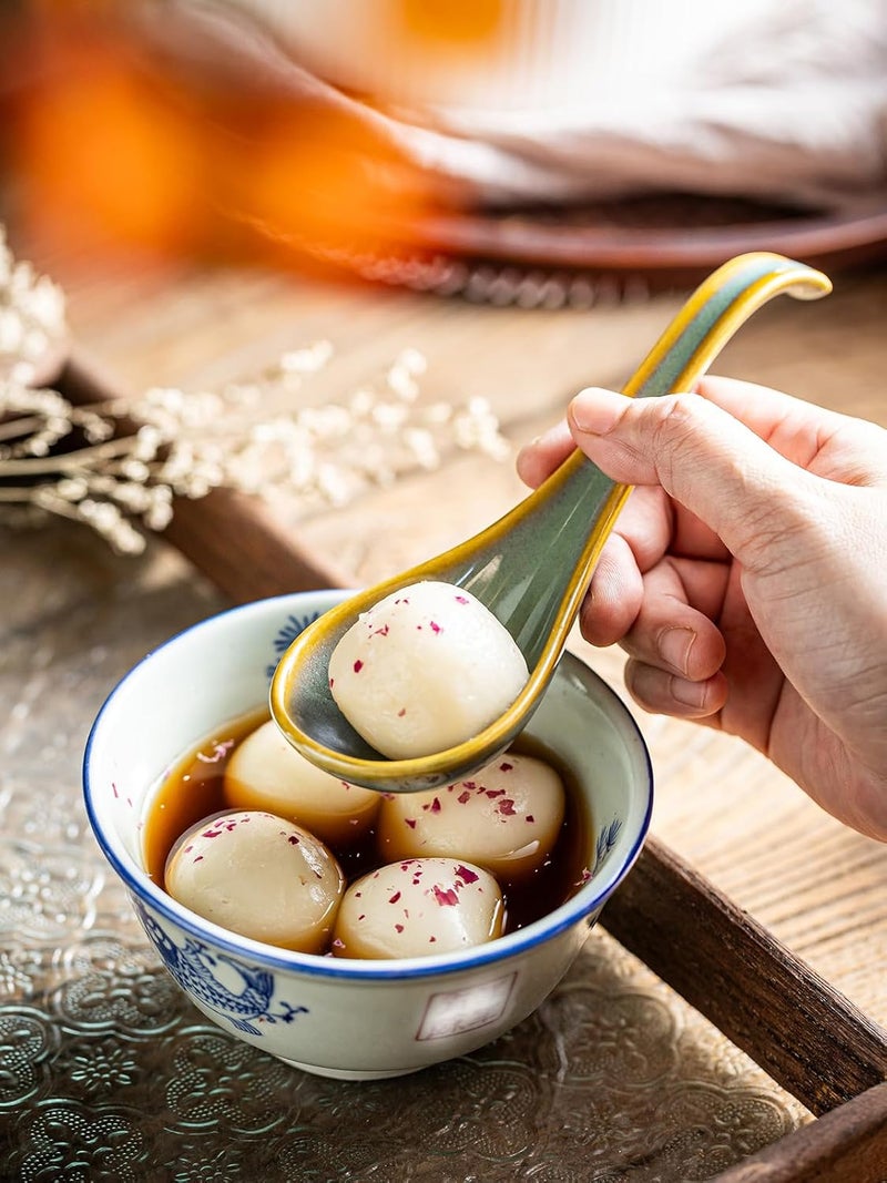Gomakren Soup Spoons Set of 6, Asian Soup Spoons 6.5 Inch Ramen Spoons, Christmas Ceramic Chinese Spoon Set for Soup, Cereal, Pho, Noodles, Dumpling, Miso, Wonton, Dishwasher Safe, Blue-Green - Image 4