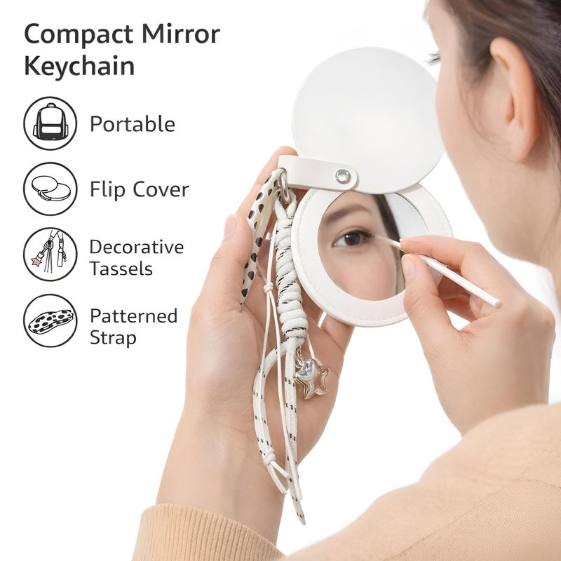 Leather - Stylish handheld mirror with ultra-clear glass surrounded by durable artificial leather frame and a snap closure guard ensuring long-lasting pristine condition. (option 2) - Image 4