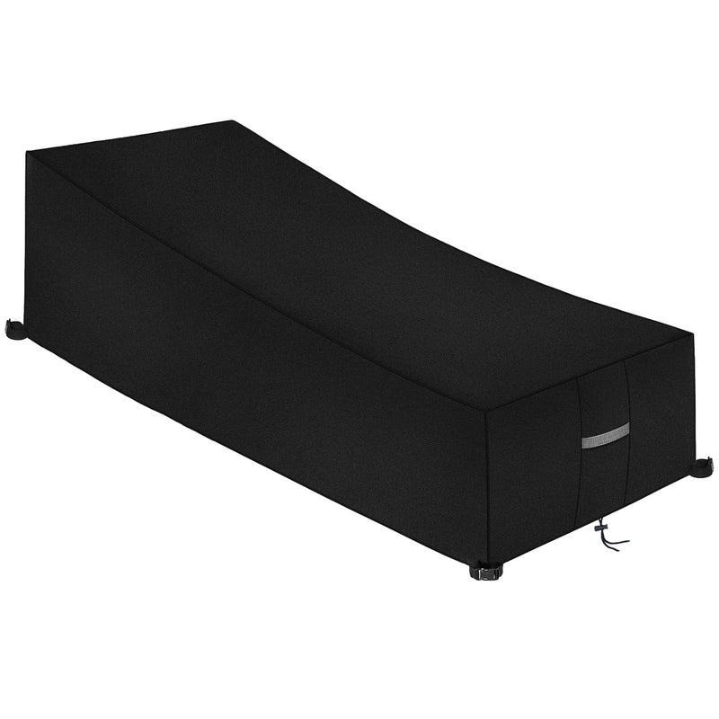 Dokon Heavy Duty Patio Lounge Chair Covers Waterproof Outdoor Chaise Lounge Cover AntiUV 600D Oxford Fabric Patio Furniture Covers with Air Vent 86L x 34W x 32H  Black