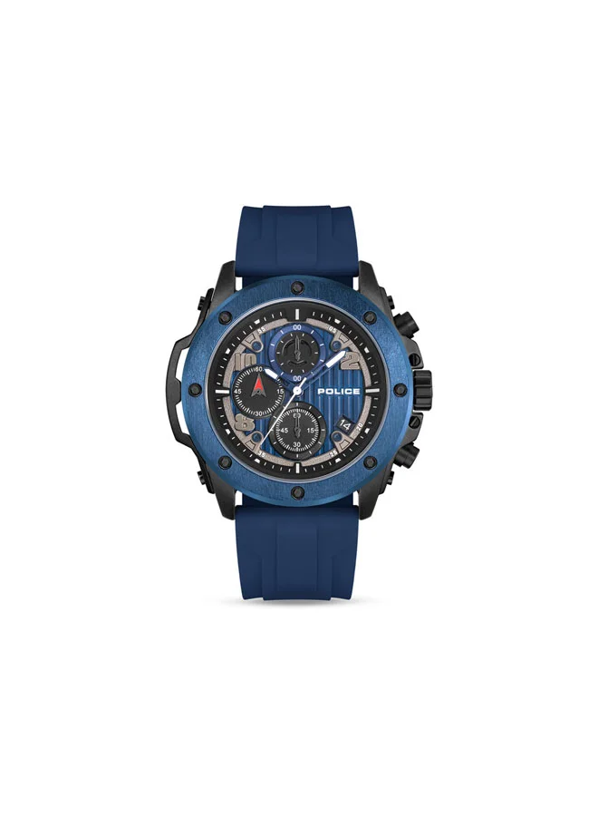 POLICE Clout Orb Black Navy Red White Silicone Straps Chronograph Watch Set for Men - 50.4mm