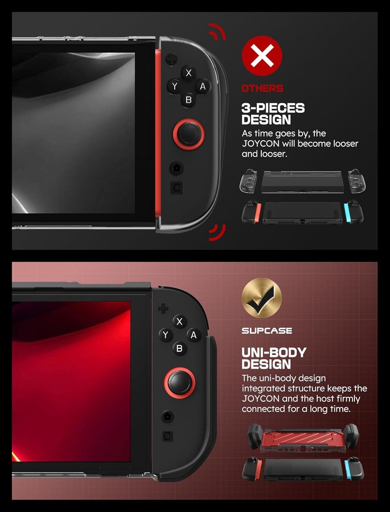 SupCase for Nintendo Switch 2 Case 2025 (Unicorn Beetle Pro), [Military-Grade Protection] [Magnetic Joy Con Controllers Friendly] Dockable Integrated Cover Accessories for Nintendo Switch 2 (Red) - Image 4