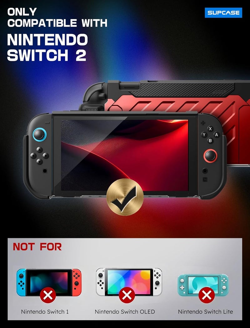 SupCase for Nintendo Switch 2 Case 2025 (Unicorn Beetle Pro), [Military-Grade Protection] [Magnetic Joy Con Controllers Friendly] Dockable Integrated Cover Accessories for Nintendo Switch 2 (Red) - Image 2