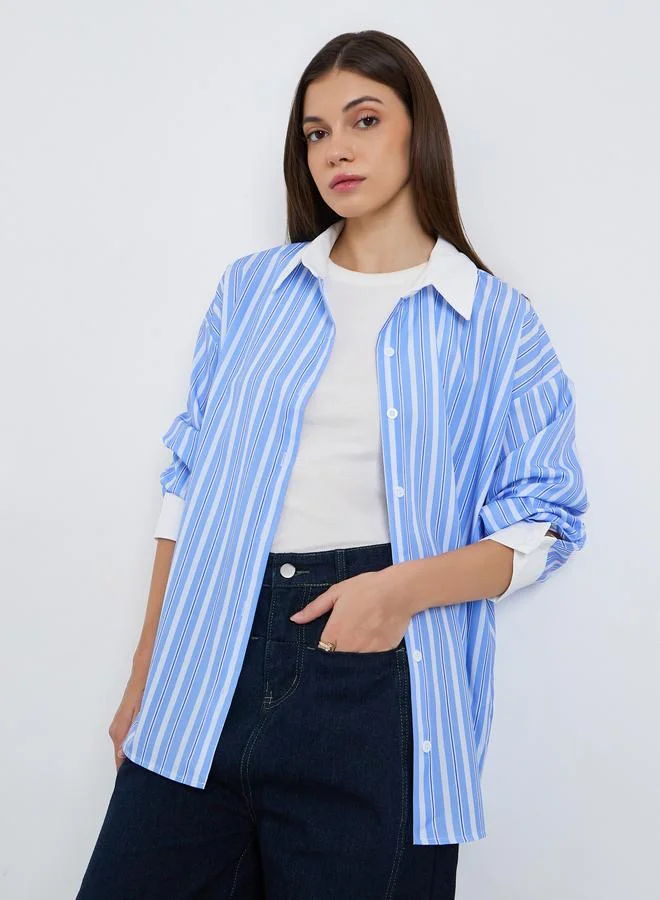 Styli Women Striped Oversized Shirt
