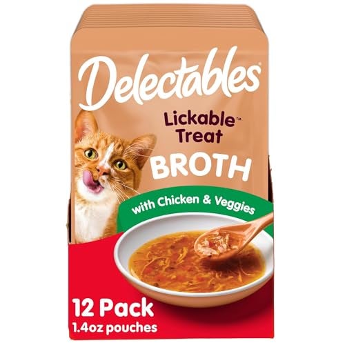 Hartz Delectables Savory Broths Chicken & Veggies Lickable Wet Cat Treats, 12 Count - Image 1
