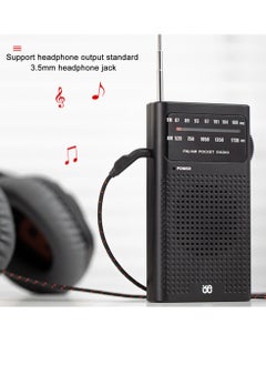 Generic Portable Radio AM FM, Portable And Compact Transistor Radio With Loud Speaker, Battery Powered Telescopic Antenna Radio Player, Portable Radio For Indoor, Outdoor And Emergency Use, (Black)  - Image 5