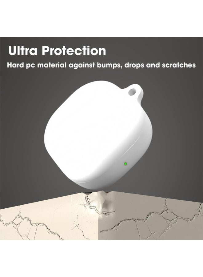 Compatible with Samsung Galaxy Buds 2 Pro / Buds 2 / Buds Pro / Galaxy Buds Live Case Cover – Soft Silicone Shockproof Protective Case with Carabiner, Front LED Visible (White) - Image 5