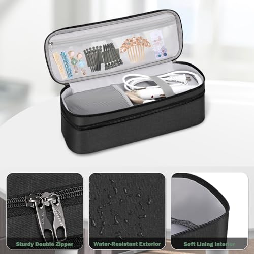 SITHON Double-Layer Travel Carrying Case for Shark FlexStyle/SmoothStyle, Water Resistant Storage Organizer Bag for Airwrap Styler, Also for Revlon One-Step Hair Dryer (Bag Only) (Black) - Image 5