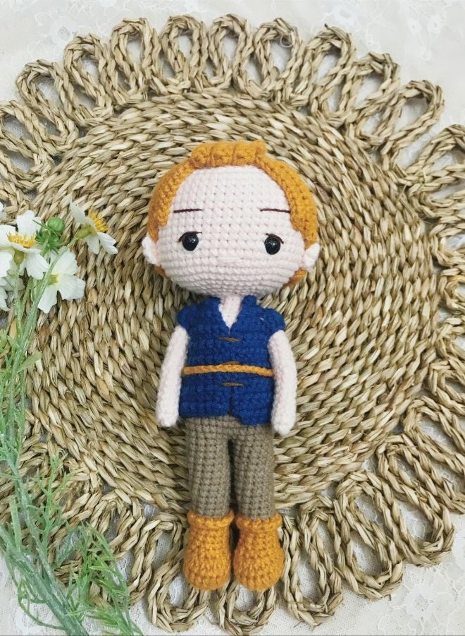 Fatio Handmade Crochet Prince Doll – 23cm Soft Plush Toy - Image 1