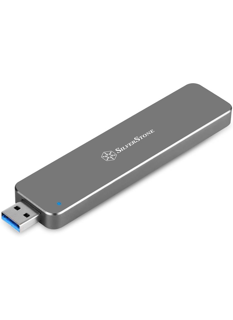 SilverStone SilverStone Technology M2 SATA SSD to USB 31 Gen 2 Enclosure with Retractable Aluminum USB TypeA Housing in Charcoal Gray MS09C  - Image 2
