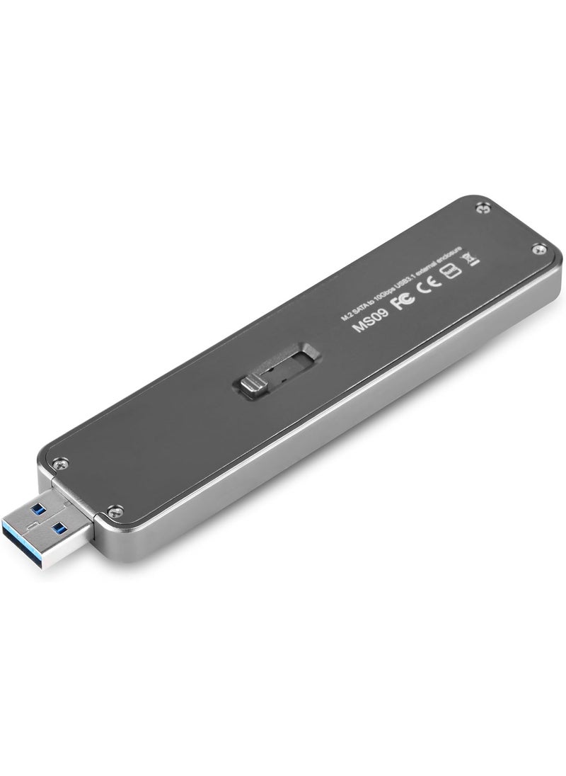 SilverStone SilverStone Technology M2 SATA SSD to USB 31 Gen 2 Enclosure with Retractable Aluminum USB TypeA Housing in Charcoal Gray MS09C  - Image 4