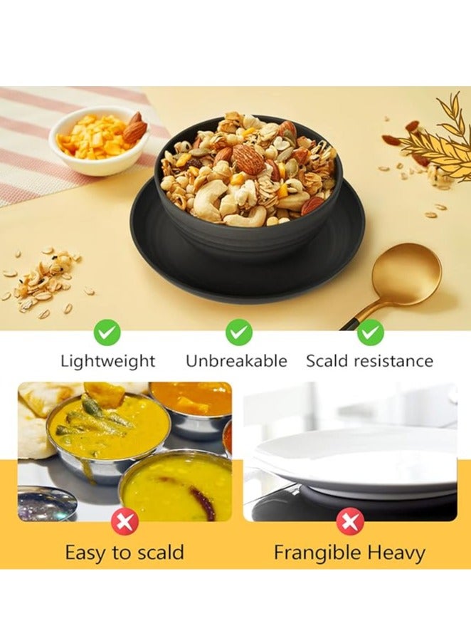 Arabest 16-Piece Kitchen Plastic Wheat Straw Dinnerware Set, Service for 4, Dinner Plates, Dessert Plate, Cereal Bowls, Cups, Unbreakable Plastic Outdoor Camping Dishes, Black - Image 4