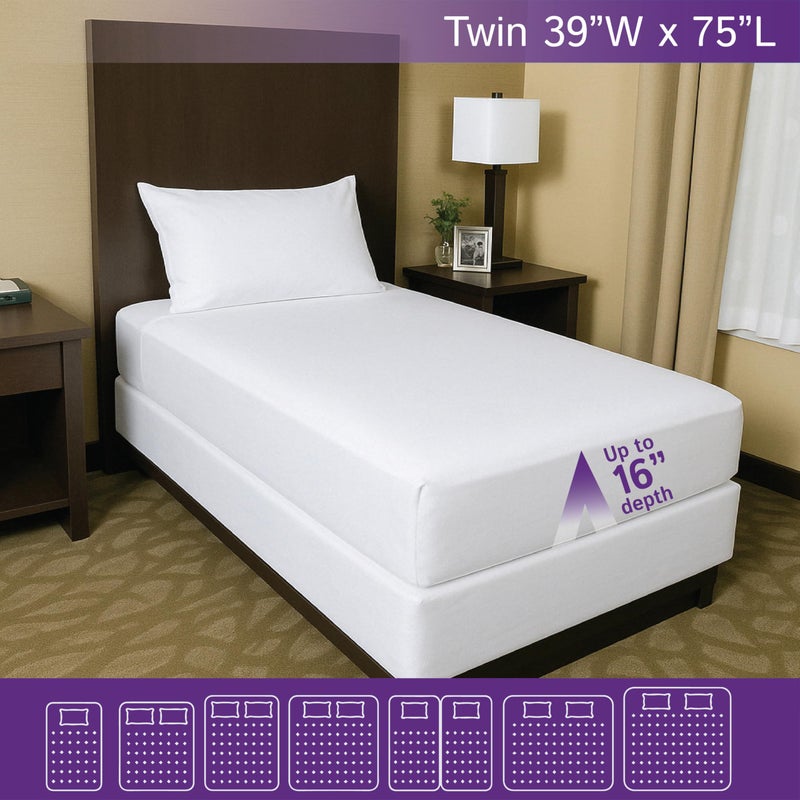 Four Seasons Essentials Twin Size Waterproof Mattress Protector - Fitted Sheet Style - Hypoallergenic Premium Quality Cover Protects Against Dust White - Image 3