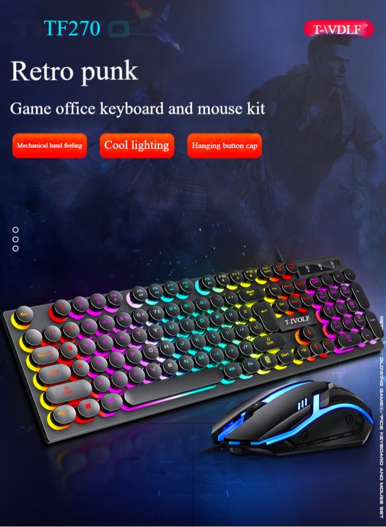 تي- وولف Gaming Mouse 104 Keys Gaming Keyboard ,Waterproof RGB Color Suitable for PC/Ps4/Xbox Gamers, Android PUBG CODM Genshin Diablo All Games - Image 2