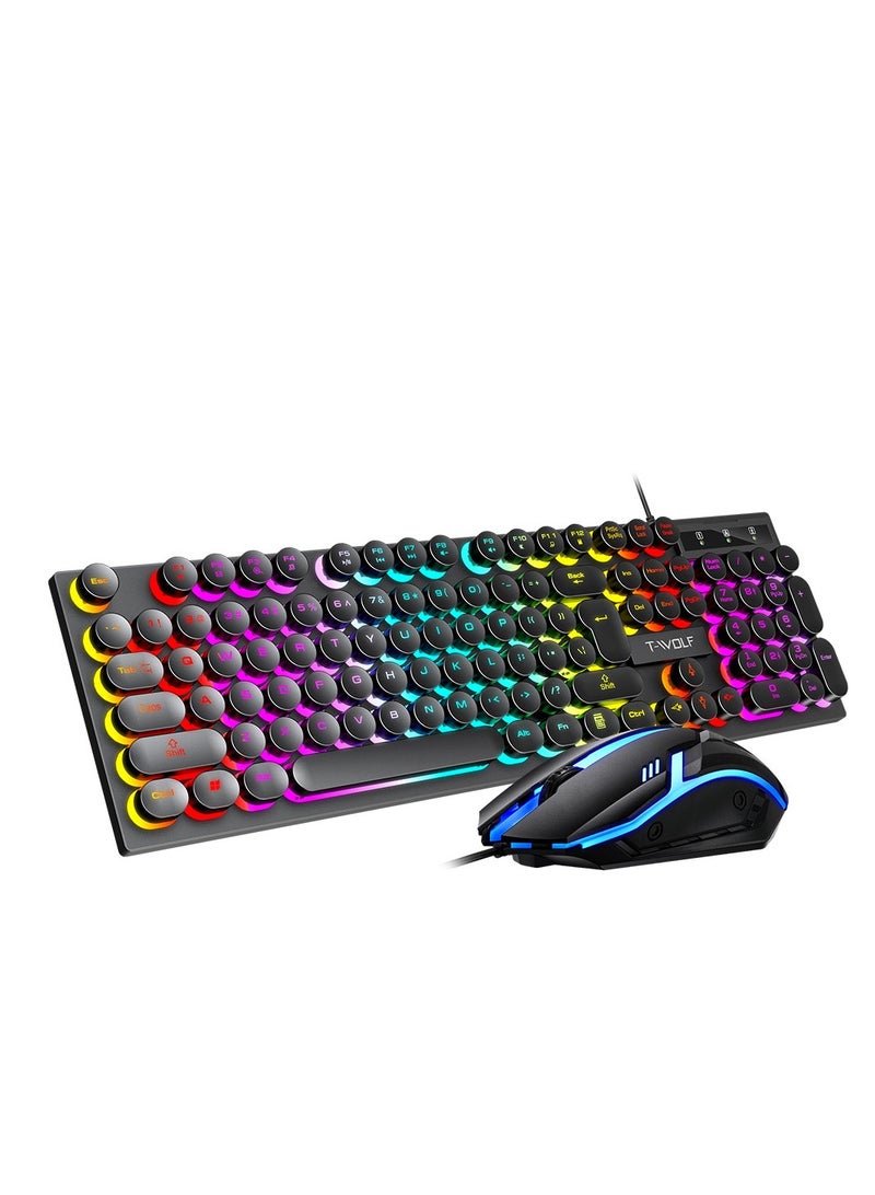 تي- وولف Gaming Mouse 104 Keys Gaming Keyboard ,Waterproof RGB Color Suitable for PC/Ps4/Xbox Gamers, Android PUBG CODM Genshin Diablo All Games - Image 1
