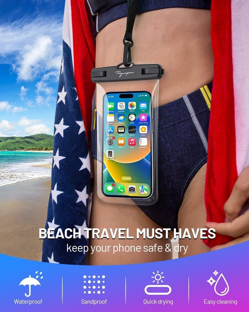 Rynapac IPX8 Waterproof Phone Pouch - 8.5in, 2 Pack Waterproof Phone Case for iPhone 17 16 15 Pro Max, Galaxy S26 S25 Ultra, Cellphone Dry Bag with Lanyard for Beach Vacation Travel Cruise Essentials - Image 5