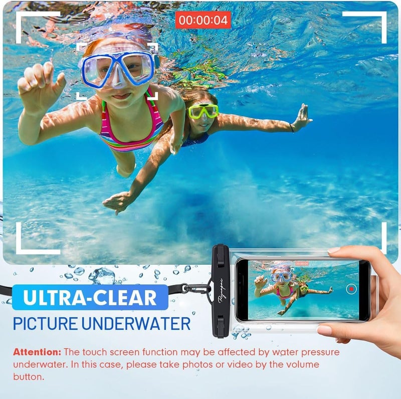 Rynapac IPX8 Waterproof Phone Pouch - 8.5in, 2 Pack Waterproof Phone Case for iPhone 17 16 15 Pro Max, Galaxy S26 S25 Ultra, Cellphone Dry Bag with Lanyard for Beach Vacation Travel Cruise Essentials - Image 2