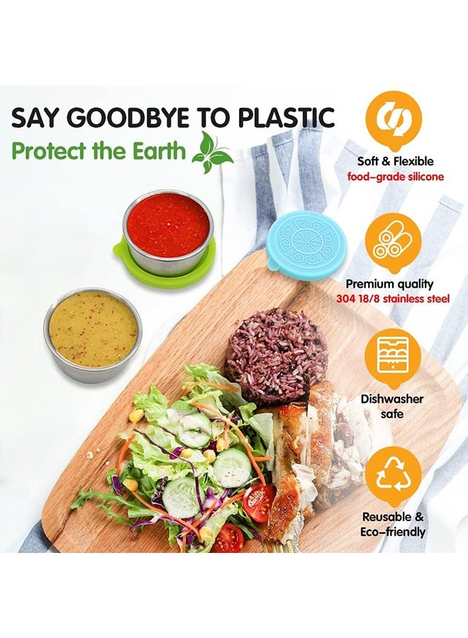 Arabest Salad Dressing Containers to Go, 3x1.7oz Small Stainless Steel Condiment Containers with Lids, Leakproof Dip Containers, Reusable Mini Sauce Container, Premium Silicone Lids Dipping Sauce Cups - Image 5