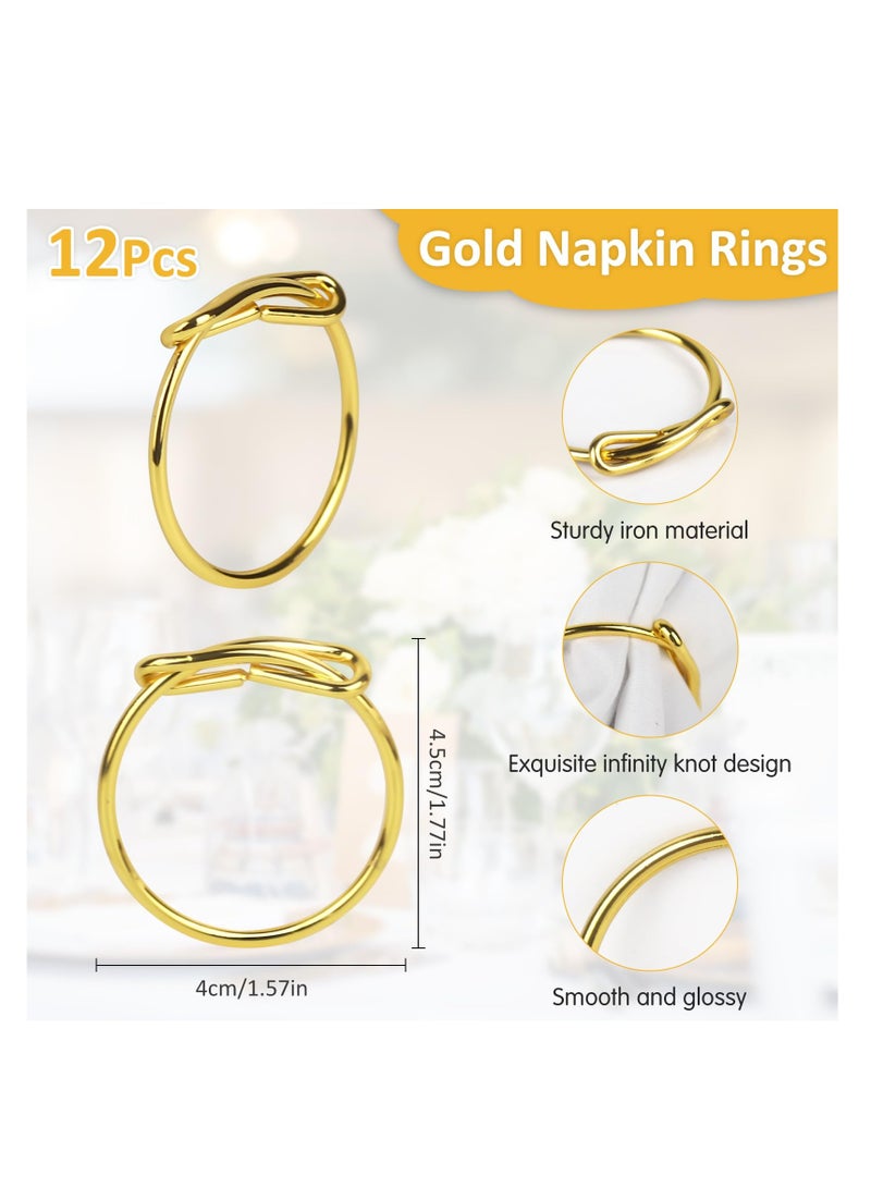 SOLARAE Napkin Rings, Metal Serviette Ring Set of 12,  Napkin Rings for Table Decor, Anniversary, Celebrations, Wedding, Birthday Thanksgiving Table  Rings for Dinning Table Parties Everyday - Image 3
