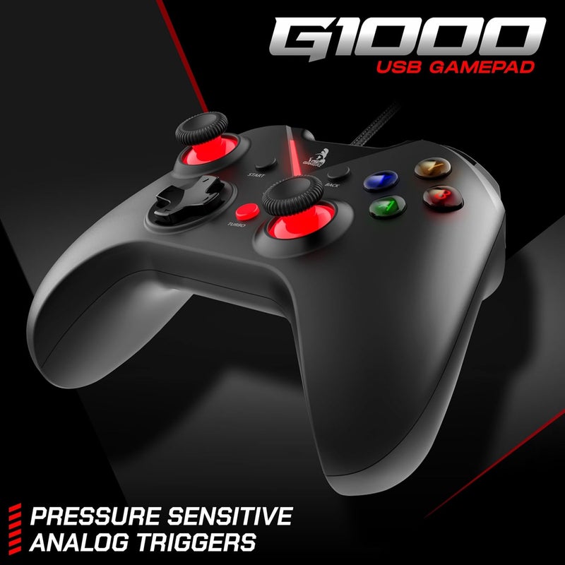 tag Gamerz G1000 USB Wired Gamepad For PC/PS3, Pressure Sensitive Analog Triggers, Haptic feedback, Accurate Joystick, Game Controller With Ergonomic Design, Plug & Play Joypad, Supports Windows 10/11 - Image 2