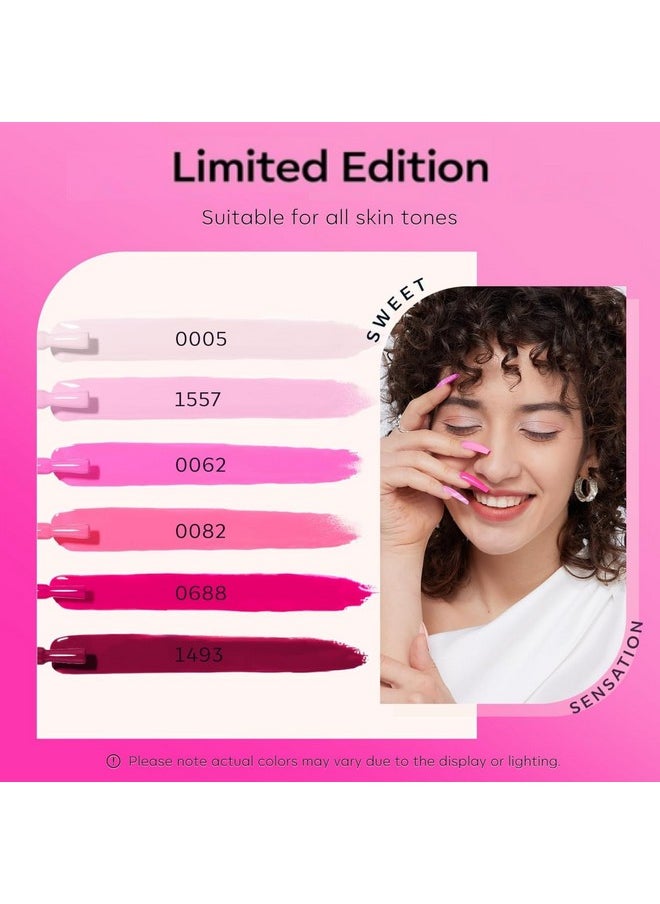 modelones - modelones Pink Gel Nail Polish Set 6 Colors, Hot Pink Tones Neon Pink White Shades Magenta Light Soft to Dark 2025 Spring Valentines Day Nail Art Gel Design for Women Girl Nail Lovers Gift Salon DIY - Image 1