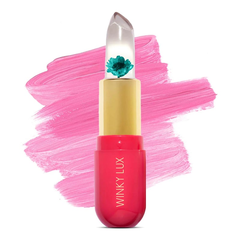 Winky Lux Flower Balm, pH Lip Balm, Color Changing Lipstick and Tinted, Vegan & Cruelty Free Lip Balm, Hydrate & Plump, Sheer Pink Lipstick, Blue Flower with Vanilla Scent - Image 1
