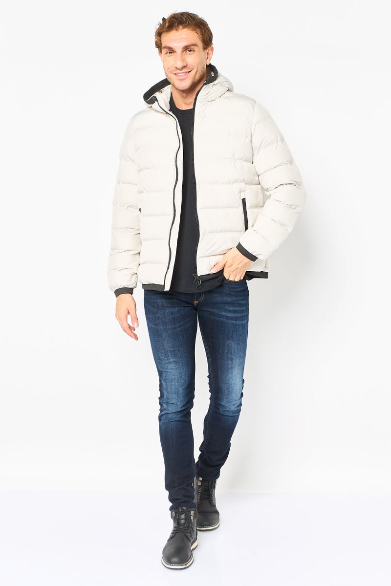 GEOX Men Solid Puffer Jacket, Beige - Image 4