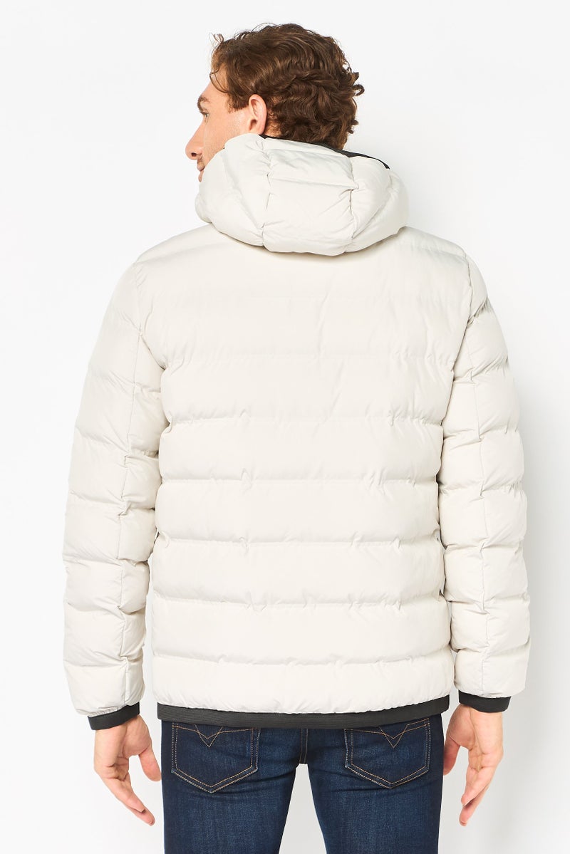 GEOX Men Solid Puffer Jacket, Beige - Image 3