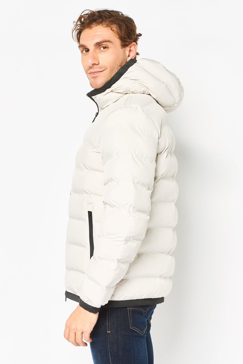 GEOX Men Solid Puffer Jacket, Beige - Image 2