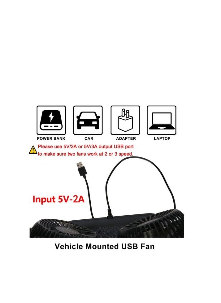 ماركة غير محددة - مروحة سيارة USB مزدوجة بثلاث سرعات - Image 1