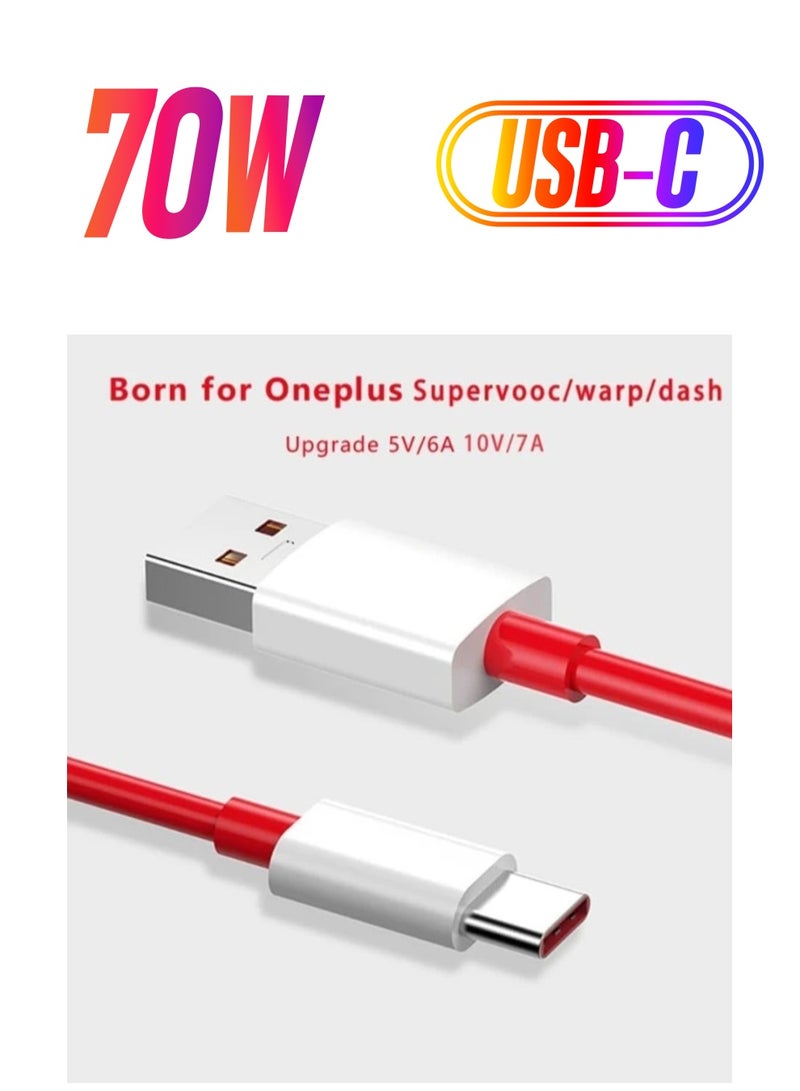 "Ultra-Fast USB Type-C Charging Cable – Compatible with OnePlus 11, 10T, 9RT, 8T, and More (Bold Red)"