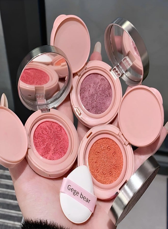 Gege Bear Sweet And Tender Air Cushion Blush | Lightweight and Creamy Formula for Cheeks | Cute and Buildable Makeup for Women | 3 Stunning Shades (02#Strawberry Sugar, 3.5g) - Image 1