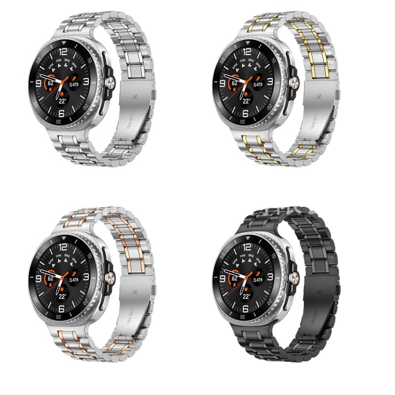 سوار ساعة ذكية سوار معدني من الستانلس ستيل متوافق مع Samsung Galaxy Watch 8 Classic بملاءمة قابلة للتعديل وحزام بديل باللون ذهبي قابل للتعديل - Image 3