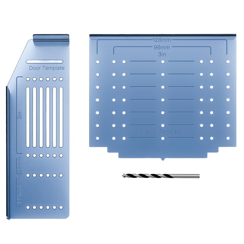 JOY DECOR Drill Mounting Template for Kitchen Cabinet Pulls Kitchen Cabinet Knobs,Cupboard Handles 1 Pack Installation Template Guide for Drawer Pulls Include Drill Bit - Image 1