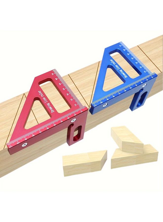Red 45 90 Degree Aluminum Woodworking Square High Precision Measuring Ruler - Image 3