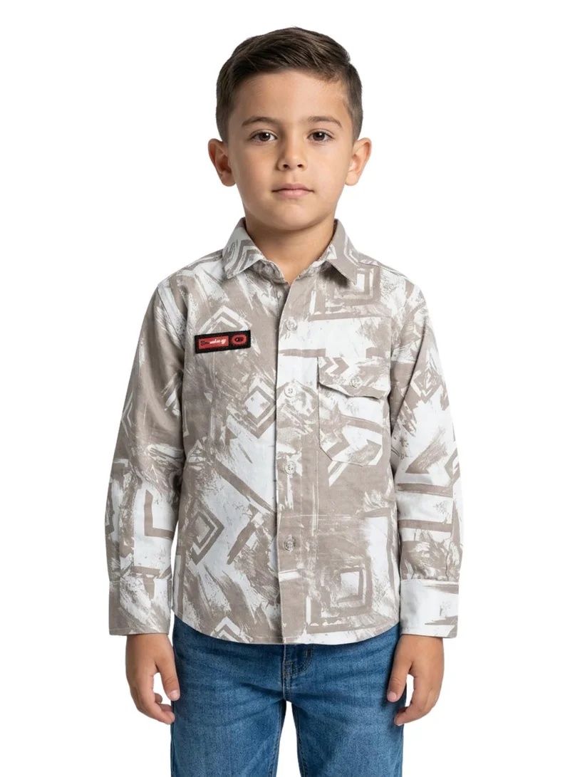babyqlo Boys Beige Abstract Printed Shirt