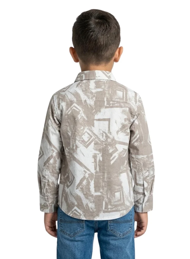 babyqlo Boys Beige Abstract Printed Shirt