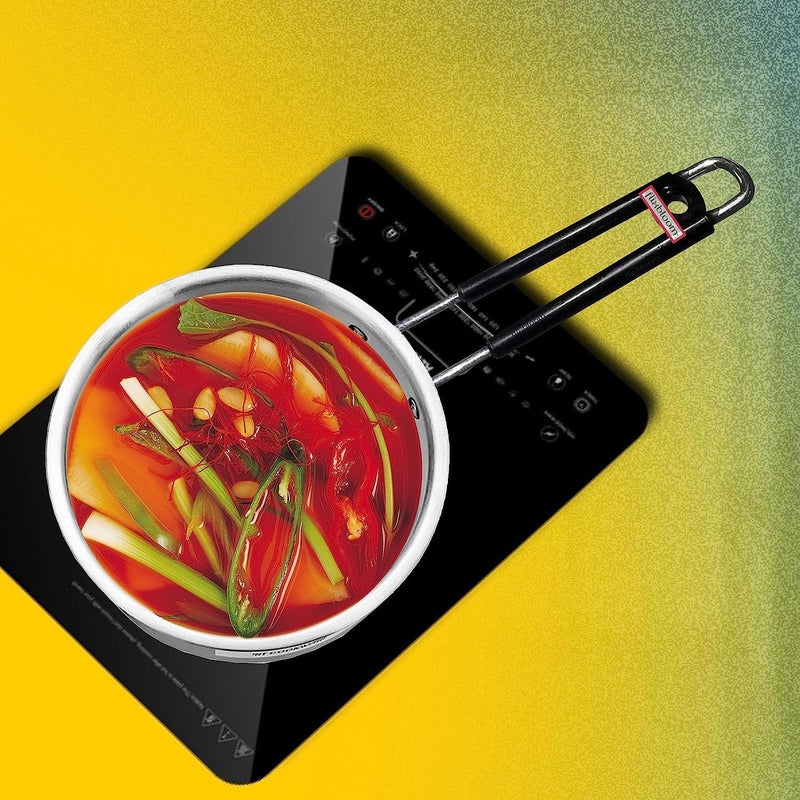 FLIXBLOOM Flixbloom Premium Stainless Steel Induction Base with Sandwich Bottom SaucepanChaidan Sauce pan with Handle Glossy TPan Tea Pan Milk Pan 4 Litre - Image 5