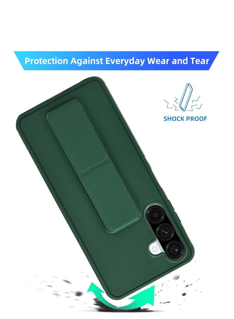 For Samsung Galaxy A26 Hard Silicone Protection Case Cover With Magnetic Hand Grip Holder And Kickstand Green - Image 4