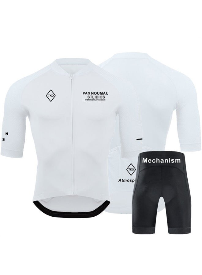 Cycling Suit Men's And Women's Bib Shorts Cycling Short Sleeve Set Bicycle Cycling Suit Milk Silk
