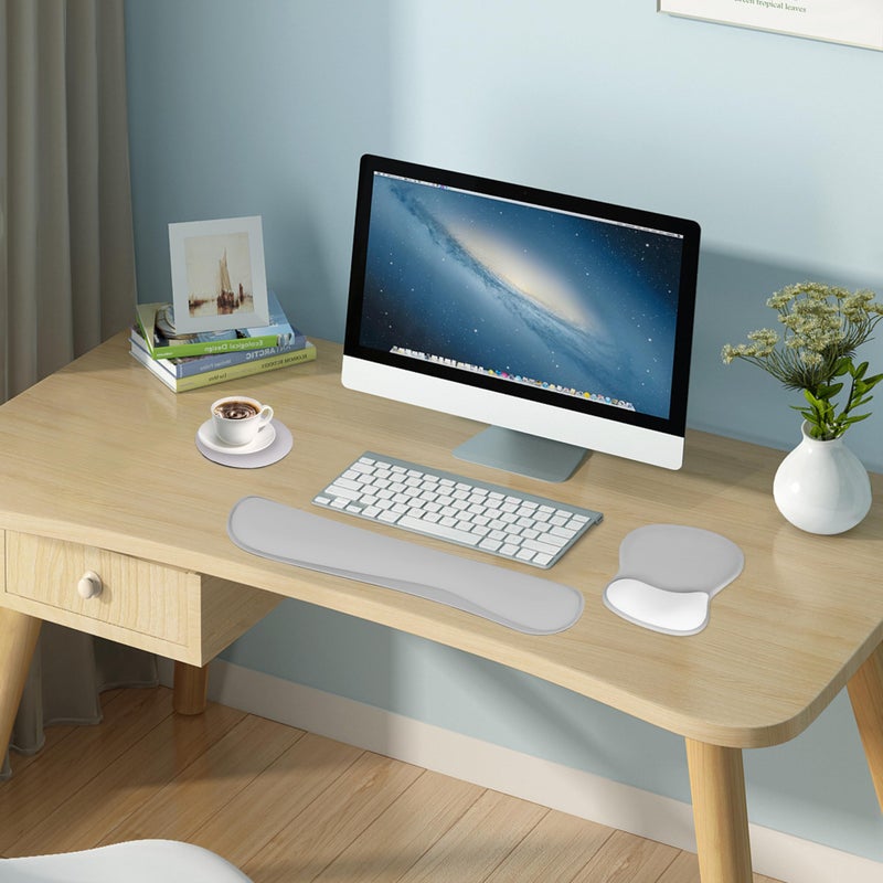 WINTOJO Wrist Rest Support for Mouse Pad Keyboard Set Circle Coaster Gaming Mouse Pad Ergonomic Gel Memory Foam Set for Computer, Laptop, Office, Pain Relief, Comfortably Typing Grey KM-31 - Image 5